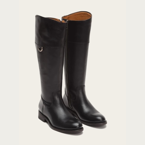 Frye black leather boot riding boots Jayden D Ring tall winter boot 6.5 - Picture 1 of 16